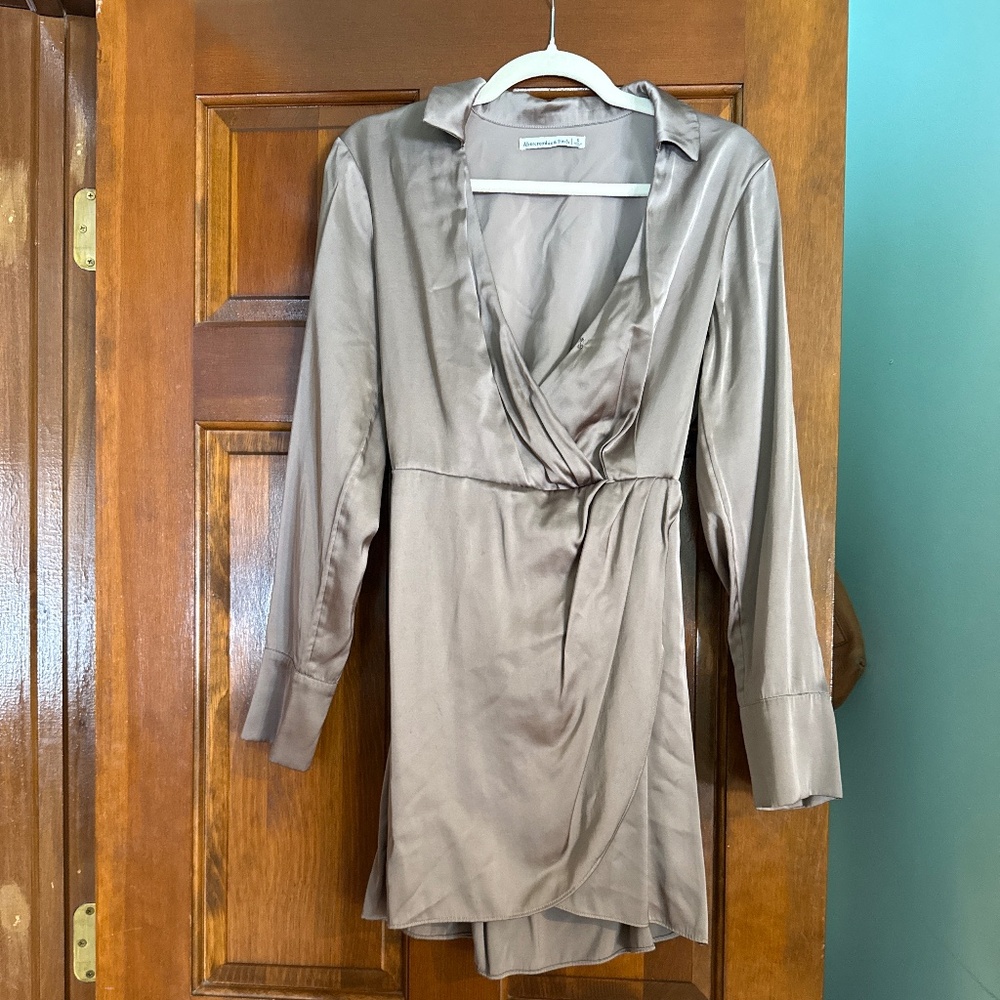 Satin long sleeve dress